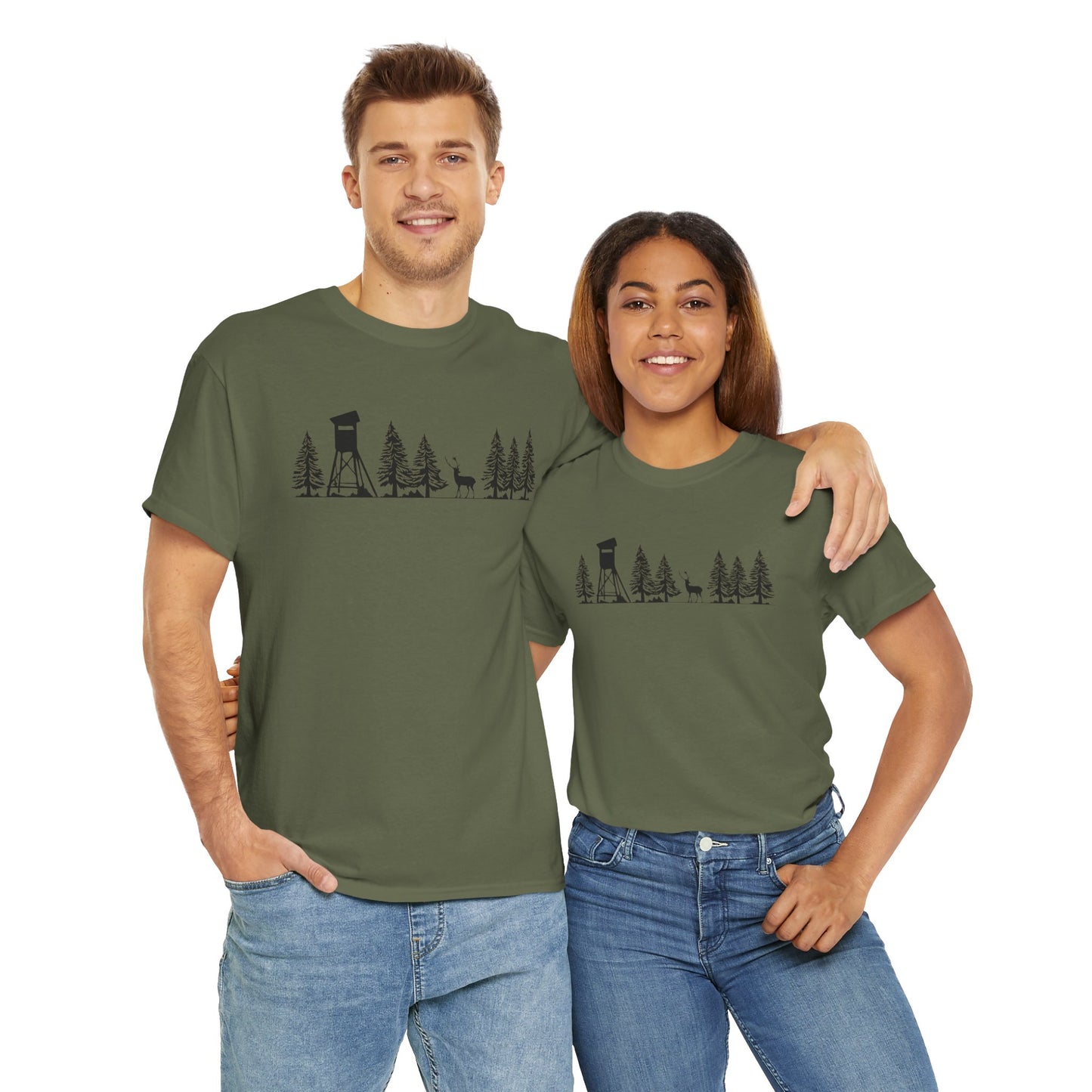T-Shirt Unisex - Hochsitz im Wald - Damwild