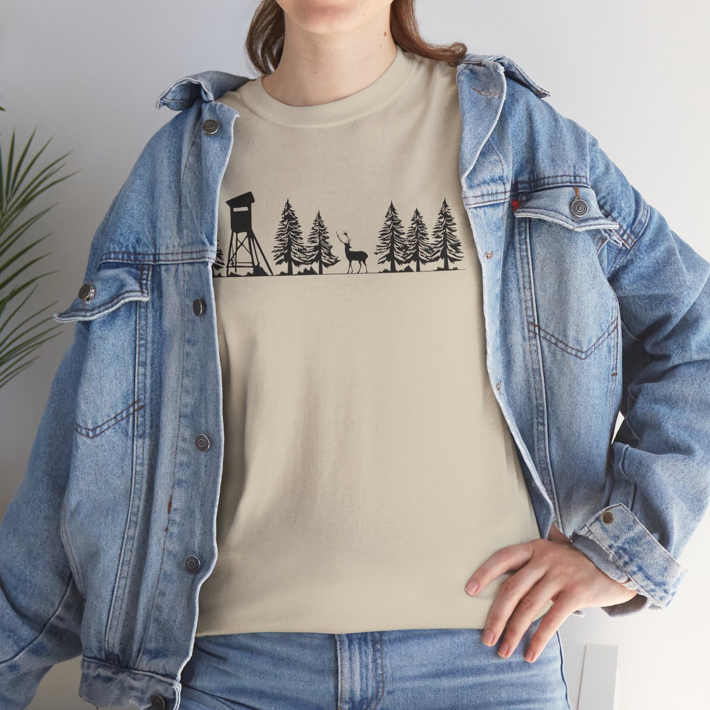 T-Shirt Unisex - Hochsitz im Wald - Damwild