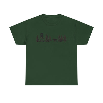 T-Shirt Unisex - Hochsitz im Wald - Rothirsch