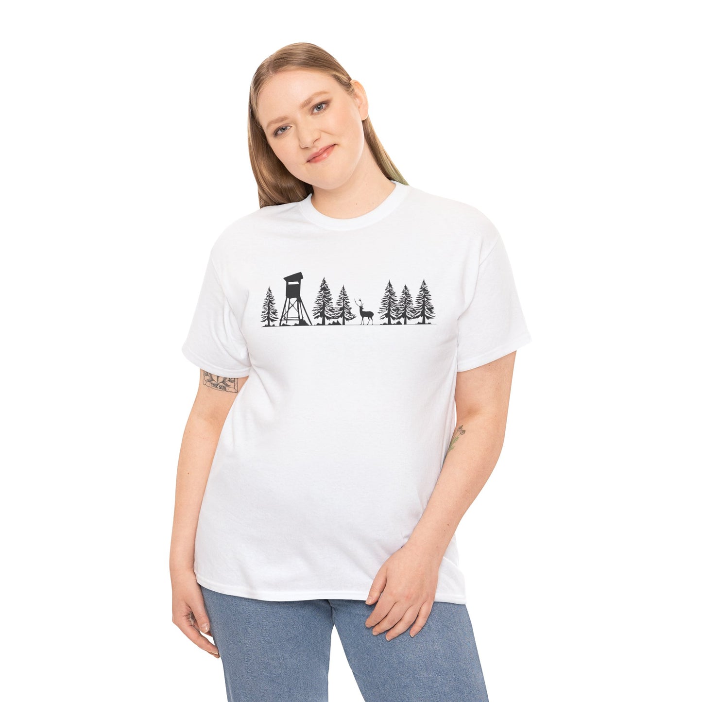 T-Shirt Unisex - Hochsitz im Wald - Damwild