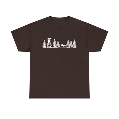 T-Shirt Unisex - Hochsitz im Wald - Rothirsch