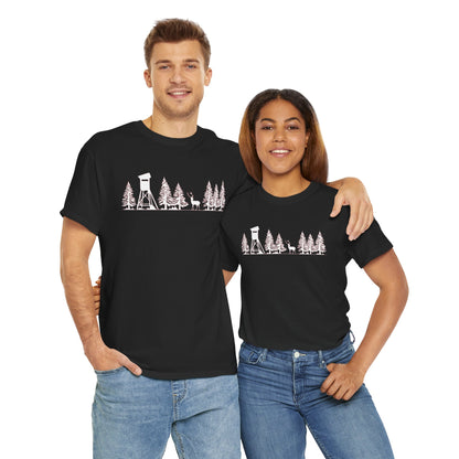T-Shirt Unisex - Hochsitz im Wald - Damwild