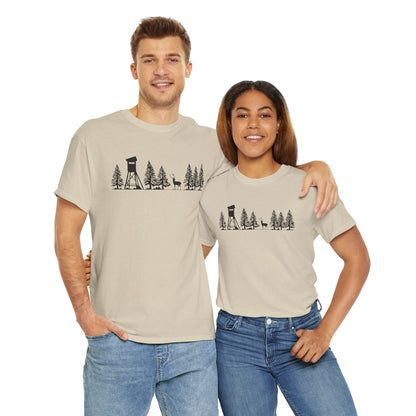 T-Shirt Unisex - Hochsitz im Wald - Damwild