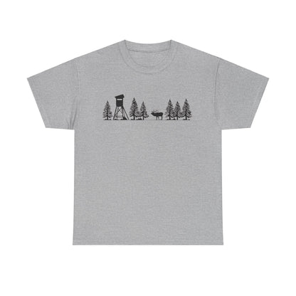 T-Shirt Unisex - Hochsitz im Wald - Rothirsch