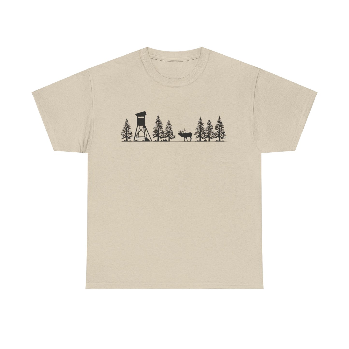 T-Shirt Unisex - Hochsitz im Wald - Rothirsch