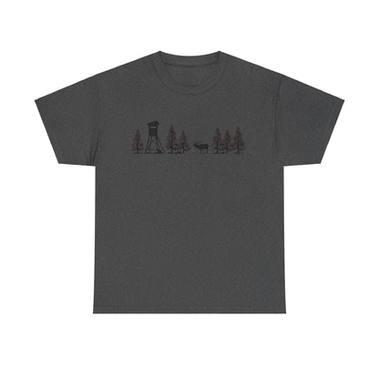 T-Shirt Unisex - Hochsitz im Wald - Rothirsch