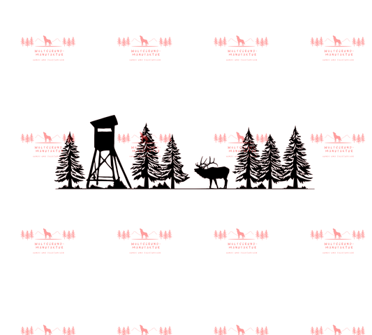 Hochsitz im Wald - Rothirsch