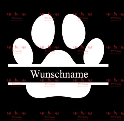 Hundepfote mit Wunschtext