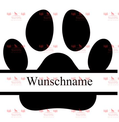 Hundepfote mit Wunschtext